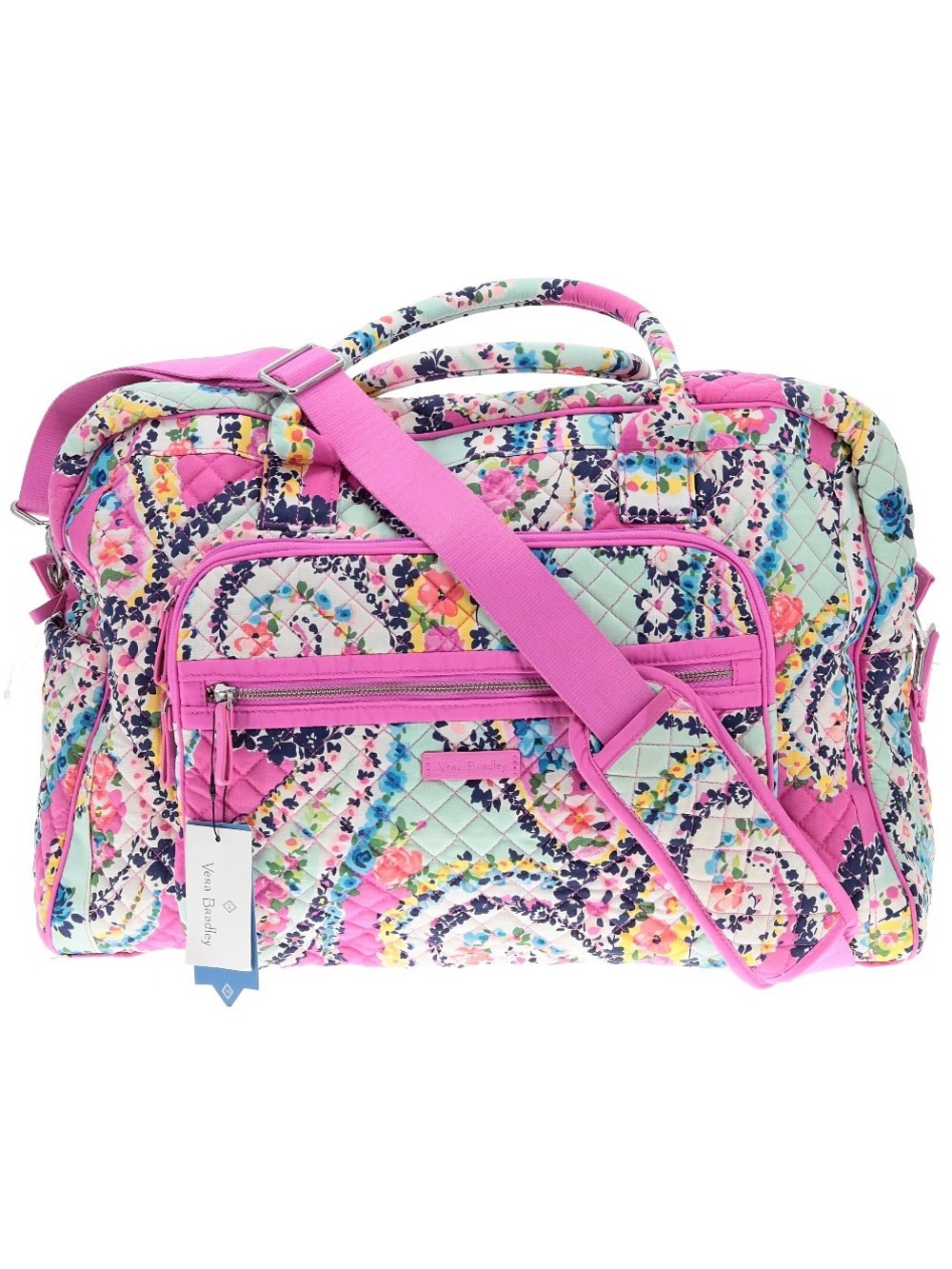Vera Bradley Quilted Floral Travel Duffel in Pink and Mint